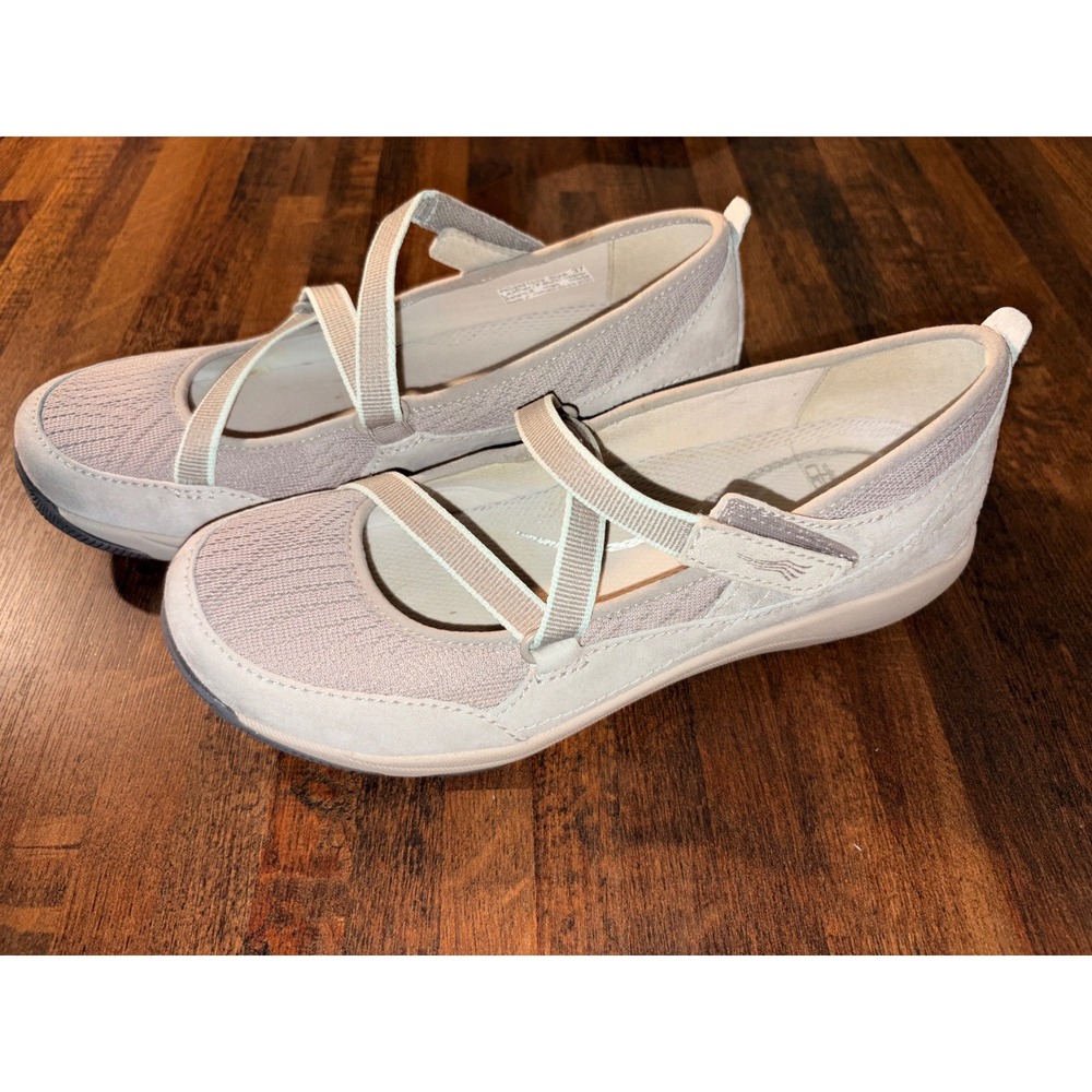 Dansko Fawna Taupe Beige Leather Mesh Mary Jane Comfort Flats Shoes Womens 37